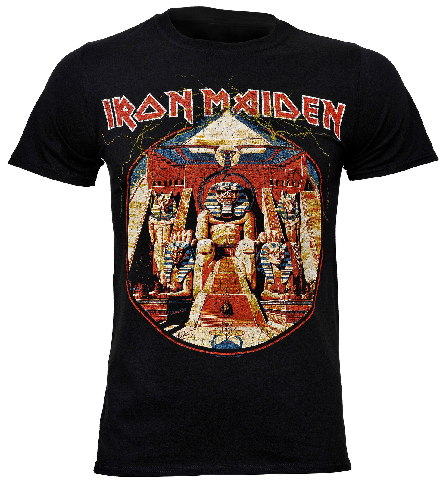 officlal black iron maiden powerslave album cover artwork on the front