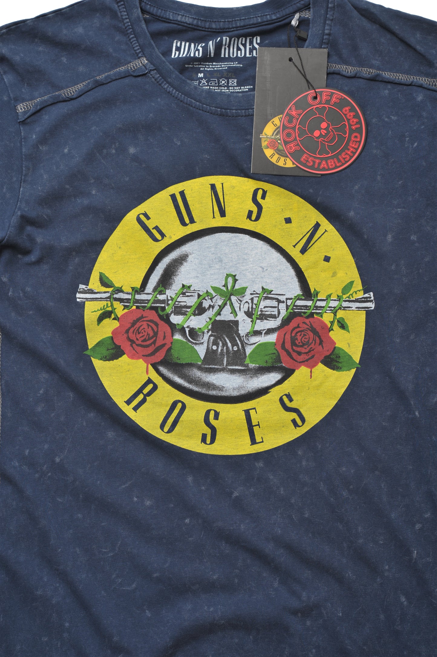 Official Guns N' Roses Classic Logo Blue Snow Wash T-Shirt
