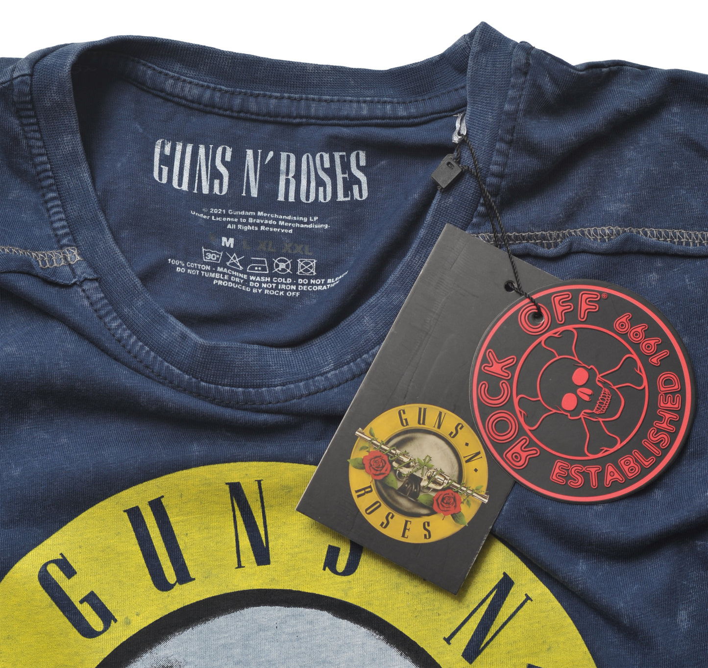 Official Guns N' Roses Classic Logo Blue Snow Wash T-Shirt