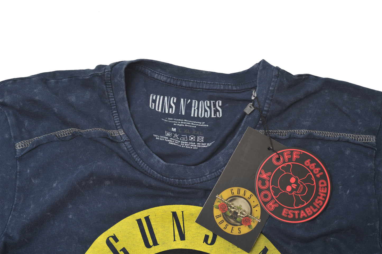 Official Guns N' Roses Classic Logo Blue Snow Wash T-Shirt